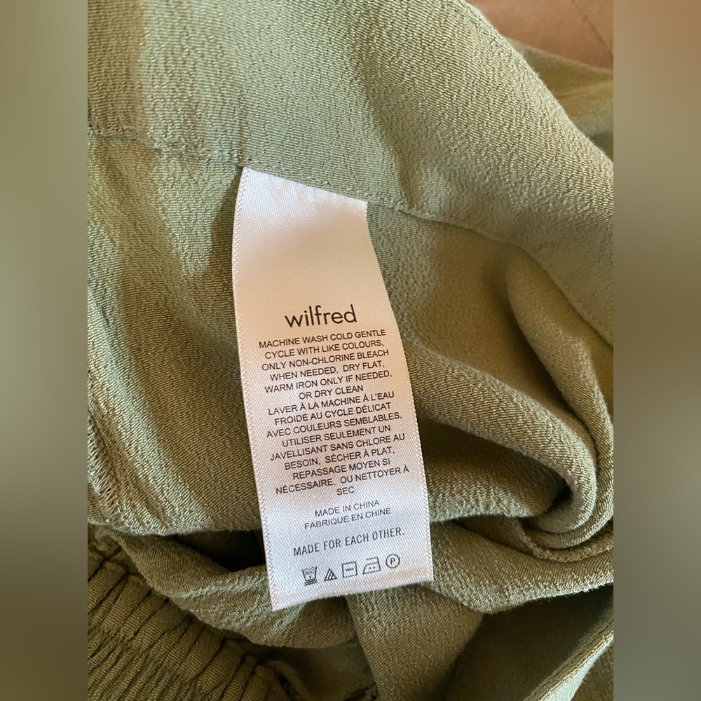ARITZIA WILFRED faun pants sage green size XS wide leg crop - Picture 7 of 7